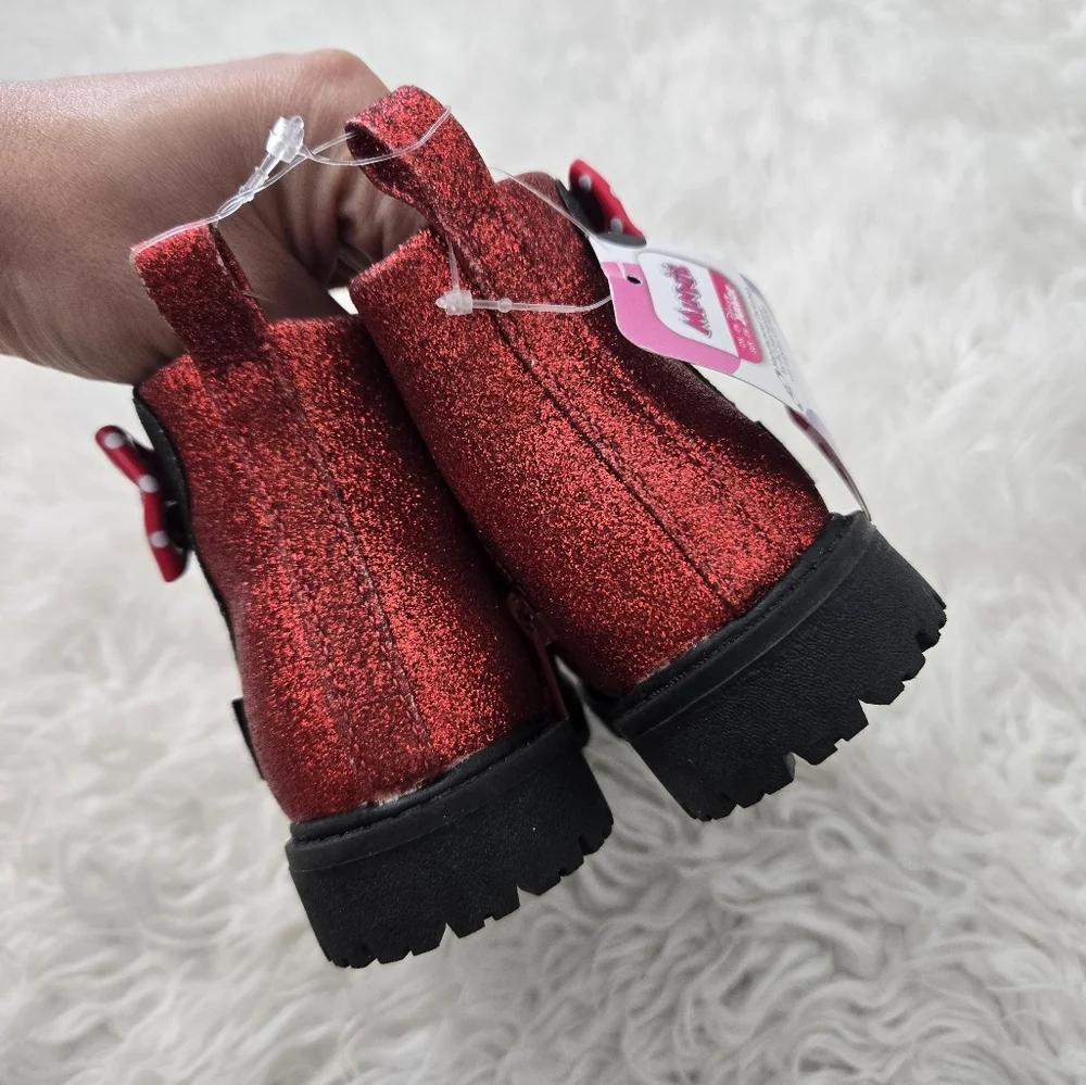 Minnie Mouse Red Glitter Chelsie Boots. Size 7. New. - Picture 5 of 6